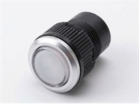 Push Button Actuator Non-Illuminated Momentary • White Raised Button • Metallic Silver 30mm Bezel [PB302MWS]