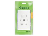 Crabtree Classic Single Switched Socket Vertical 4X2 with Metal Cover Plate White 50x100mm [CRBT 18062/101]