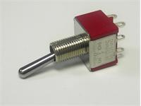 Miniature Toggle Switch • Form : DPDT-1-0-(1) • 5A-120 VAC • Solder-Lug • Standard-Lever Actuator [8012B]