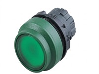 Push Button Actuator Illuminated Latching • Green Lens • Green 30mm High Bezel [P304LGG]