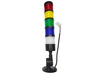 Industrial LED Tubular Econo Beacon Lamp 5 Layer Continuos Red/Yellow/Green/Blue/White/Buzzer 24VDC NPN With Foldable Mounting Base 64mm Ø x 441mm With Flylead IP20 [CLX-MSL-501-FN-RYGBW]