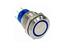 Vandal Resistant Push Button Switching 19mm Latching. Flat Button. 2c/o Blue Ring LED 5A-250VAC -IP67- Stainless Steel (Anti Vandal) [AVP19F-L4SCB12]