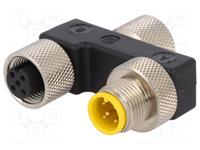 M12 Splitter T-Connector with 1 x M12 Male and 2 X M12 Female 5 Pole [0906 UTP 101]