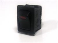 Miniature Rocker Switch • Form : SPST-1-0 • 12A-250 VAC • Solder Tag • 19x13mm • Red Curved Actuator • Marking : None [MR2110-C2HLBB]
