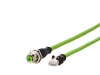 Circular Connector M12 D COD Female 4P Screw Lock M16 X 1,5 Rear Panel Entry Front Mount to RJ45 Male Plug with 500mm Shield Profinet Cable IP67. [142M4D25005]