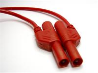 4mm Stackable PVC Safety Test Lead with 1mm sq. Straight Shroud Plug to Shroud Plug in Red 50 cm in length [MLS-WS 50/1 RED]