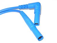 4mm PVC Safety Test Lead with 1mm sq. Straight Shroud Plug to 90° Angled Shroud Plug in Blue 100 cm in length [MLS-WG 100/1 BLUE]