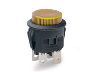 Ø 23mm DPST - Round Bezel Push Button Switch with On/Off 12VDC Lamp Latch; Rating : 10A-250VAC, Fast-On : 4.75Typ in Yellow (illu) [LC2107KYET3B]