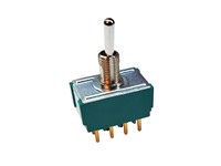 Toggle Switch Miniatue 4 Pole Double On None On, 2 Position, 6A/28 VDC, 125 VAC, 3A/250VAC PCB Gold Flash Contacts [MTA406NPC]