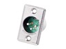 XLR 3 Pole Male Rectangular Panel Connector-27x36mm Flange Satin Finish 2x4mm Front Mntg Holes 19mm Panel c/o - Silver over Copper Alloy Solder Contacts 15A 125VAC [XLR-D3M]