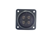 Circular Connector MIL-DTL-5015 Style Screw Lock Square Flange Panel Receptacle With Rear Thread 4 Poles #8 Contacts Female Solder 46A 900VAC/1250VDC (MS3100A22-22S)(97-3100A-22-22S) [XY3100A-22-22S]