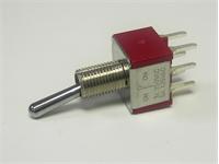 Miniature Toggle Switch • Form : DPDT-1-0-1 • 5A-120 VAC • PCB-ThruHole • Standard-Lever Actuator [8012PCB]
