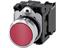 SIRIUS ACT Pushbutton, 22 mm, Round, Metal, Shiny, Red, Pushbutton, Flat, Momentary Contact Type, with Holder, 1 NO, Screw Terminal [3SU1150-0AB20-1BA0]
