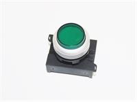 Push Button Actuator Illuminated Latching • Green Raised Lens • Metallic Silver 30mm Bezel [P302LGS]