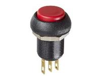 3A 28VDC IP67 Sealed Snap Action Pushbutton Switch with 12mm Diameter Bushing, Quick Connect Terminals and Round Flat Red Actuator [IMP7Z462]