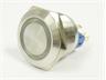 Ø22mm Vandal Proof Stainless Steel IP67 Push Button and Red 12V LED Ring Illuminated Switch with 1N/O 1N/C Momentary Operation and 5A-250VAC Rating [AVP22F-M3SCR12]