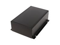 Extruded Aluminium Enclosure with Integrated Flange Black Anodized 160x103x53mm - Aluminium End Plates [1455NF1601BK]