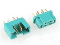 RCX03-201 MPX Servo Connector 6 pole Max. 30A - Cable end or Board to Board Polarized Male/Female Gold Plated Contacts with Pol. Mark. on Housing [RC-MPX CONNECTOR PAIR]