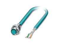 Circular Connector M12 D COD Female 4P Screw Lock M16 X 1,5 Rear Panel Entry Front Mount with 500mm Shield Profinet Cable IP67 [VS-M12FSBP-OE-93E-LI/0,5]