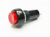 Miniature Push Button Switch • Latching • Form : SPST-0-1 • 3A-125 VAC • Solder-Lug • Red-Button • Round Actuator [R18-25A RED]