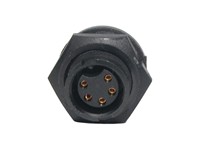 Mini-Con-X 5-position Panel Mount Socket Connector with Contact Size #20 Gold plated PC Tail style Sockets and Standard Panel Mount Backshell with epoxy [7281-5SG-3ES]