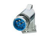 Circular Connector M23 Power Right Angle Housing Male Thread 300°. Rotatable 25mm Square. Flange 4x2,7mm Mounting Holes [7639000000]