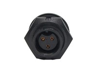 Mini-Con-X 3-position Panel Mount Socket Connector with Contact Size #20 Gold plated Solder Cup style Sockets and Standard Panel Mount Backshell with epoxy [7282-3SG-3ES]