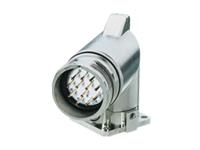 Circular Connector M23 Signal Right Angle Housing Male Thread 300 Deg. Rotatable 28mm Square. Flange 4x3,2mm Mounting Holes [7433100000]