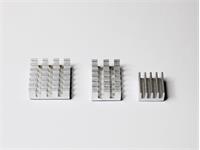 Aluminium Heatsinks, 3 Pieces. Sizes 6 x 14 x 14mm, 6 x 14 x 10mm & 5 x 9 x 9mm [HKD HEATSINK KIT RASPBERRYPI 3PC]