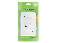 Crabtree Classic Single Switched Socket Horizontal 4X2 With Metal Cover Plate White 50x100mm [CRBT 18061/101]