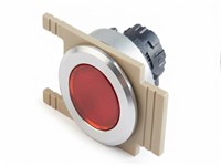 Push Button Actuator Illuminated Latching • Red Flush Lens • Metallic Silver 35mm Flush Bezel [P351LRS]