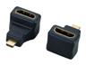 Adaptor HDMI-Female to HDMI(Micro)-Male 90° Upright Gold Plated Contacts in Black [ADAPTOR HDMI F/MICRO MALE 90UP]