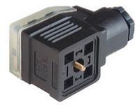 Valve Connector - Cube Female DIN43650-A - 2 Pole + Earth for Electronic Insert 16A 400VAC/250VDC PG11 IP65 10 - 14mm OD Cable Entry BLACK (933030100) [GDME2013 BK]