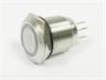 Ø19mm Vandal Proof Stainless Steel IP65 Push Button and Red 12V LED Ring Illuminated Switch with 1N/O 1N/C Momentary Operation and 5A-250VAC Rating [AVP19F-M3SCR12]
