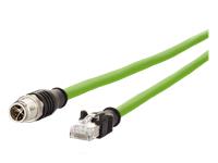 Cordset Shielded M12 X-Coded Male Straight 8 Pole – RJ45 Plug Cat 6A - 5M Pur Cable. [142M2X15050]