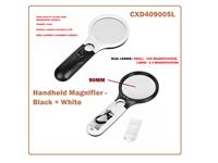 Handheld Magnifier, Optical Grade Lens Size 90mm, 3D+22mm 45D, Light Source 3pcs LED, Power: 3 x AAA Batteries (not included) [CXD409005L]