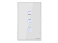 SONOFF 4x2 Luxury (WiFi only) White Glass Panel Touch Wall Light Triple Switch. Controlled via WiFi through IOS/Android APP- Ewelink. US Version [SONOFF WIFI TOUCH US 3W NEW]