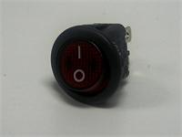 Round Illuminated Rocker Switch • Form : DPST-1-0 • 10A-250 VAC • Solder Tag • Ø20mm • Red Lens Round Actuator • Marking : - / O [MR210-R5ABR]