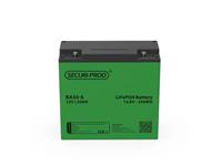 SECURI-POD Lithium Ion Rechargeable Battery (LiFePO4) 12.8V 20AH 256Wh, High Cycle Life:<3000 at 80%DOD, Max Discharge Current:20A, Max Charge Current:10A , Built-in-BMS Cut-Off Low Voltage 9.2V , M6 Terminal, 181x76x170mm, IP65, 2.3kg [BATT 12,8V20 SCP]