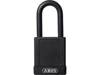 ABUS Industrial Safety Padlock Black, Aluminium Body, Width:40mm, Shackle Diameter:7mm, High Precision 6 Pin Cylinder, RH6, Vertical Clearance:38mm, Locking Type:Key, Depth:20mm, Height:90mm, Intrinsically Safe, Key Retaining, Weight:110g [ABUS PADLOCK 74/40 BLK]