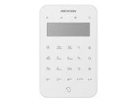 Hikvision 868MHz Wireless LCD Keypad Multiple Operations Like Stay/Away Arm, Disarm, Silent Alarm, Output Control, RF Distance:1200m (open area), Tri-X Wireless Technology, Battery type:CR123x4, 2GFSK, Number key:0-9, LED Backlight [HKV DS-PK1-LT-WE]