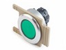Push Button Actuator Illuminated Momentary • Green Flush Lens • Metallic Silver 35mm Flush Bezel [P351MGS]
