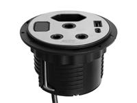 VETI Flush Mount Tower 3680W 16A, 1xRSA V-Slim Socket, 1x16A RSA Socket, 1xUSB TYPE-A Socket, 1xUSB TYPE-C Socket, USB Current:3A/2.77A /2.1A Compatible, USB Watt:25W, USB Voltage:5V/9V/12V Compatible, Cut Out:80mm, 2M Cord, 220-240VAC [VETI VFM1]