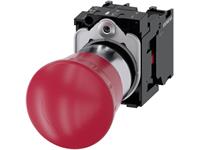 Sirius Act Emergency Stop Mushroom Pushbutton, 22 mm, Round, Metal, Shiny, Red, 40 mm, Positive Latching, According to EN ISO 13850, Rotate-to-Unlatch, without Yellow Backing Plate, with Holder, 1 NC, 1 NC, Screw Terminal [3SU1150-1HB20-1PA0]