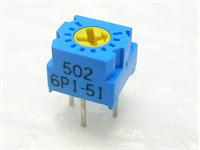 Single turn Cermet Trimmer Potentiometer, Model : GF06, Size 6.35mm Sq • PCB-P • Top Adjust • ½W @ 70°C • 50Ω • ±20% • 1 Turn [CT6P50E]