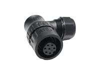 Circular Connector - RD24 Style Econo 7 Pole (6P+Earth) Cable End Female Angled Strain Relief Solder Term. 10A/250VAC. Cable OD 7-12mm. IP67 [CA6WLD-II-ECN]