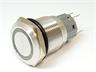 Ø19mm Vandal Proof Stainless Steel IP65 Flat Button and Blue 12V LED Ring Illuminated Switch with 1N/O 1N/C Momentary Operation and 5A-250VAC Rating [AVP19F-M3SCB12]