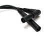 4mm PVC Safety Test Lead with 1mm sq. Straight Shroud Plug to 90° Angled Shroud Plug in Black 200 cm in length [MLS-WG 200/1 BLACK]