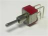 Miniature Toggle Switch • Form : DPDT-1-0-(1) • 5A-120 VAC • Right-Angle-PCB-ThruHole • Ver.Opr.Std.Lever Actuator [8022LB]