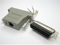 D-Sub Adaptor with DB25 pin male ~ 4 way Mod Socket [DB25P-4C]